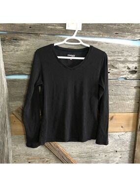 company by Ellen Tracy Size Large Black V-Neck Top